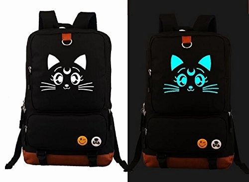 Siawasey Sailor Moon Anime Luna Cosplay Messenger Bag Backpack Rucksack School Bag (Black)