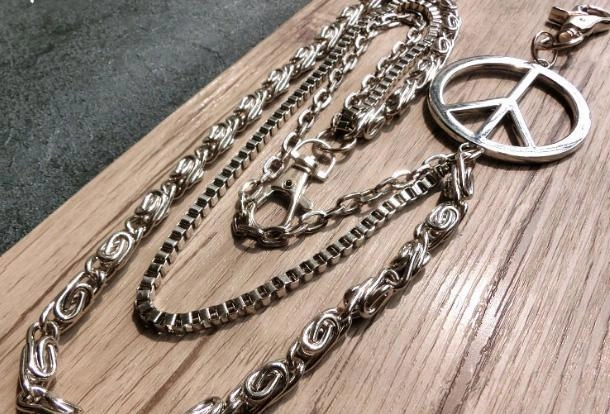 silver biker trucker punk peace hook wallet Chain for chain wallet biker wallet trucker wallet