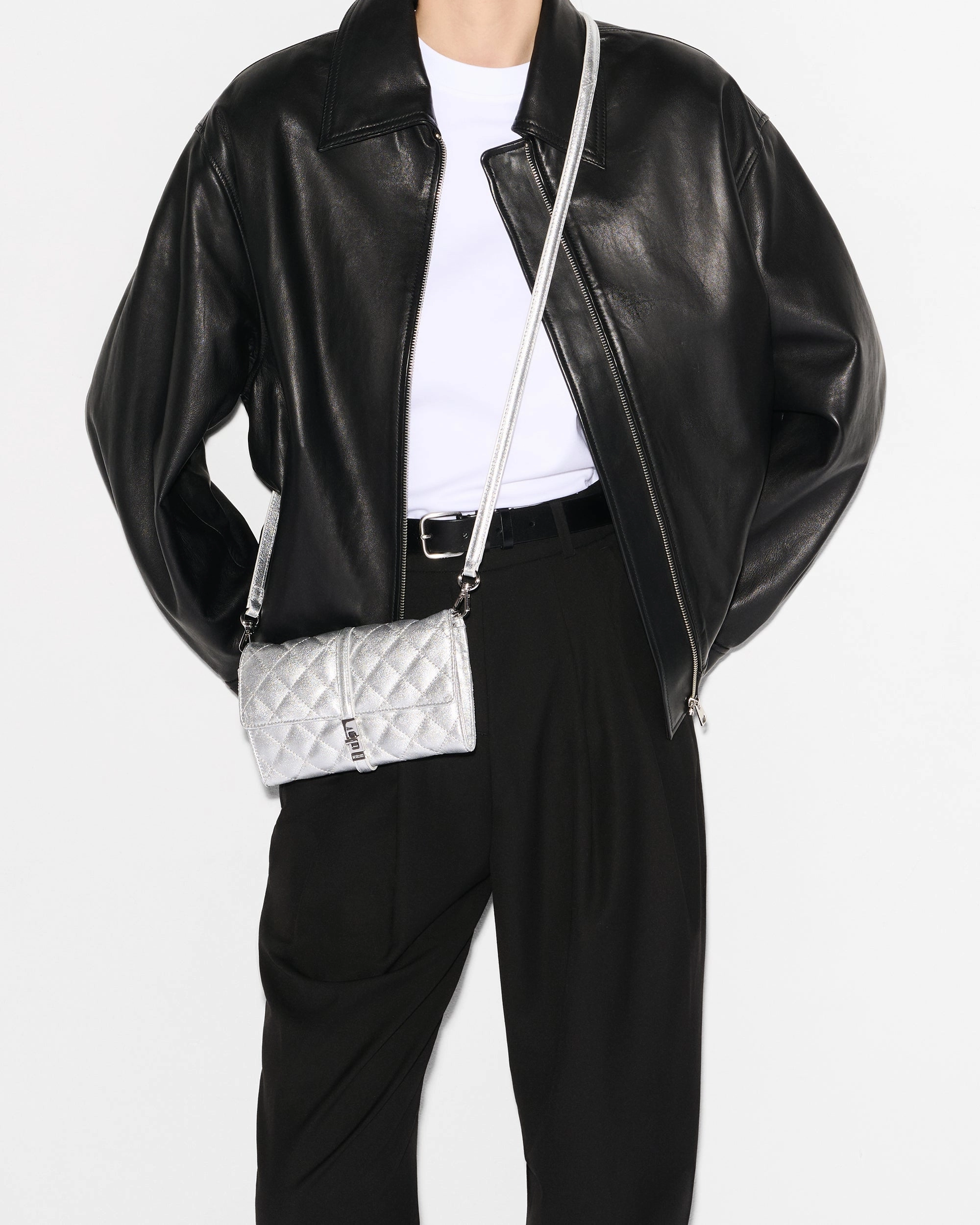 Silver Leather Astor Convertible Crossbody