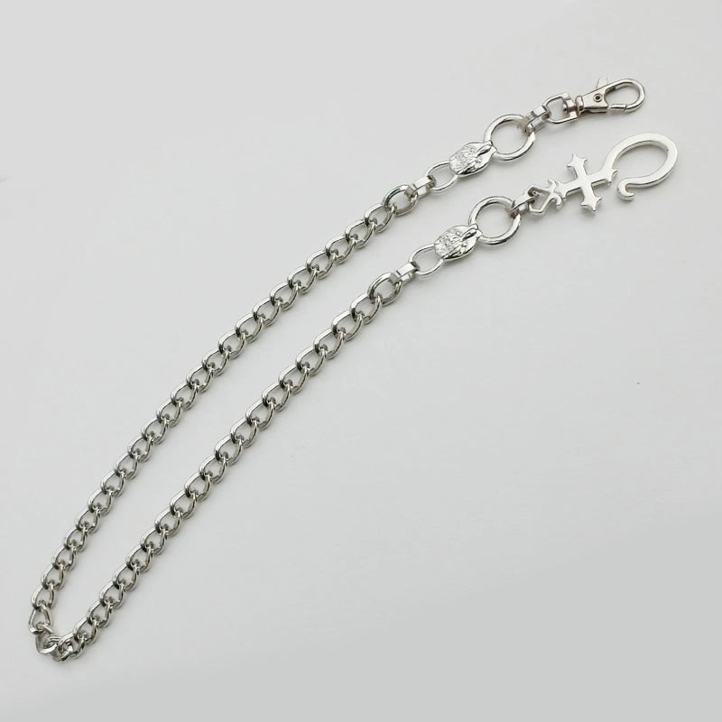 Silver Long Wallet Chain Mens Cross Pants Chain Cool Biker Wallet Chain For Men