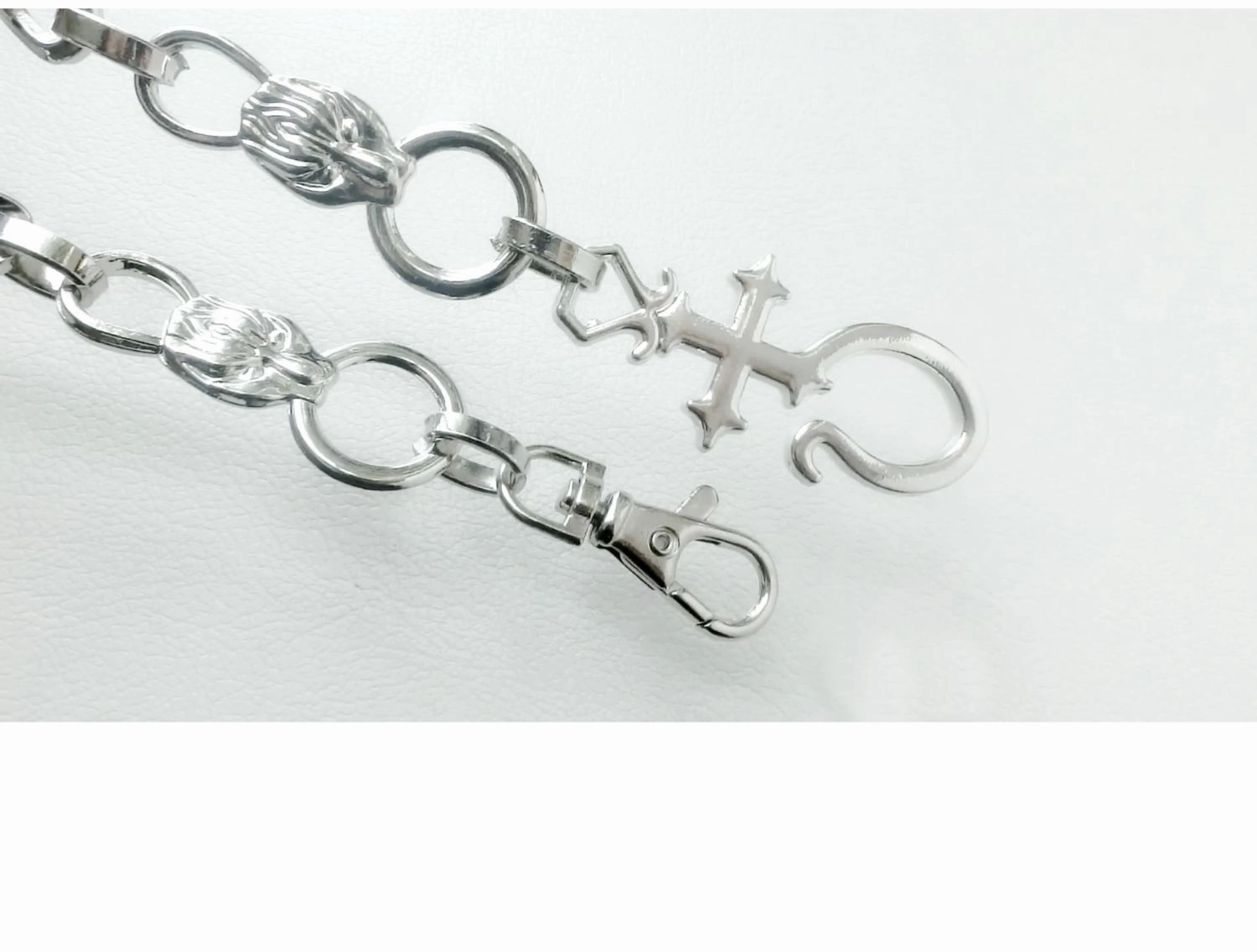 Silver Long Wallet Chain Mens Cross Pants Chain Cool Biker Wallet Chain For Men
