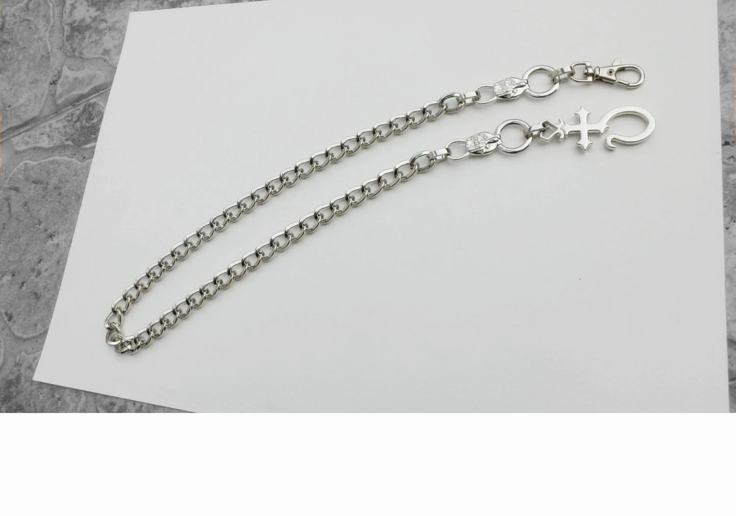 Silver Long Wallet Chain Mens Cross Pants Chain Cool Biker Wallet Chain For Men