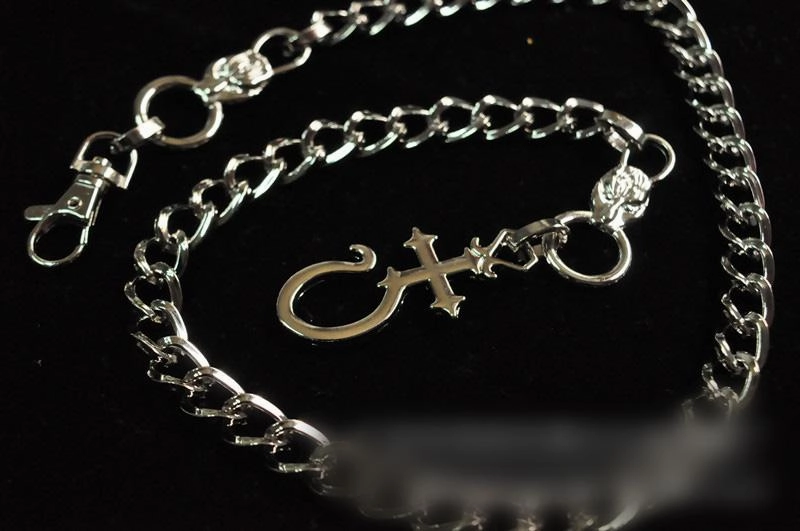 Silver Long Wallet Chain Mens Cross Pants Chain Cool Biker Wallet Chain For Men
