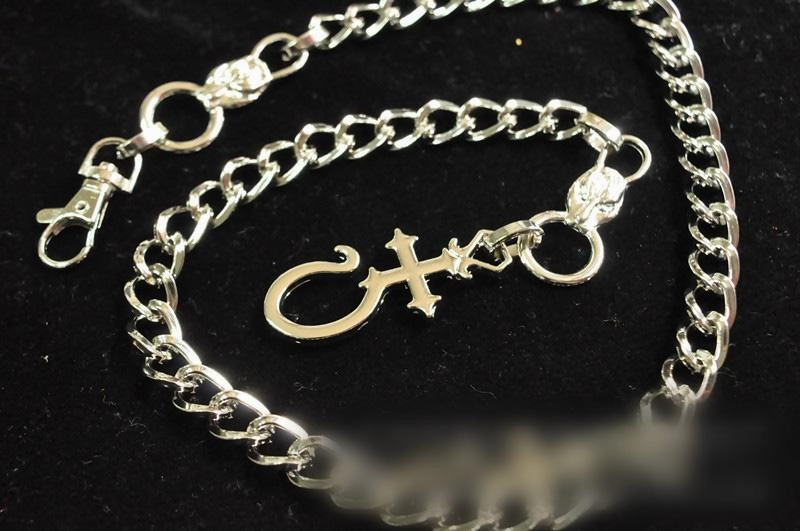 Silver Long Wallet Chain Mens Cross Pants Chain Cool Biker Wallet Chain For Men