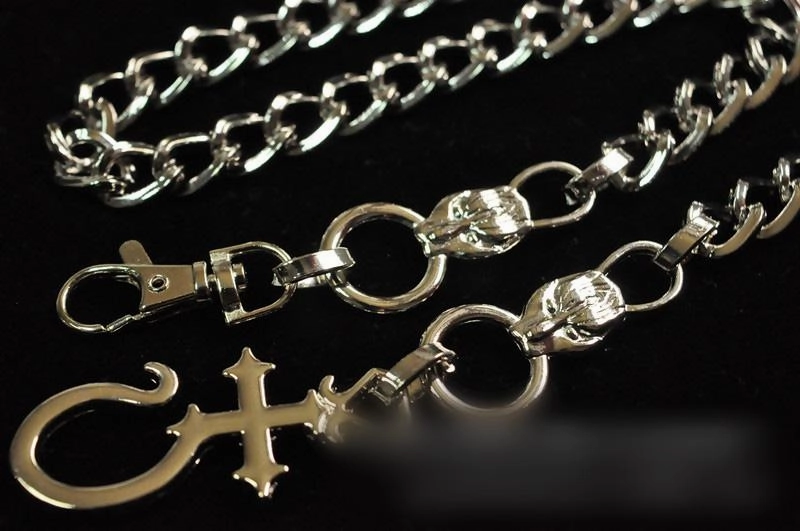 Silver Long Wallet Chain Mens Cross Pants Chain Cool Biker Wallet Chain For Men