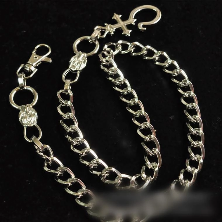 Silver Long Wallet Chain Mens Cross Pants Chain Cool Biker Wallet Chain For Men