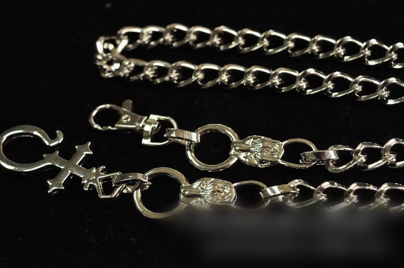Silver Long Wallet Chain Mens Cross Pants Chain Cool Biker Wallet Chain For Men