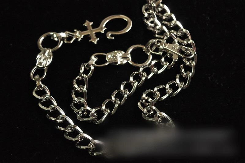 Silver Long Wallet Chain Mens Cross Pants Chain Cool Biker Wallet Chain For Men