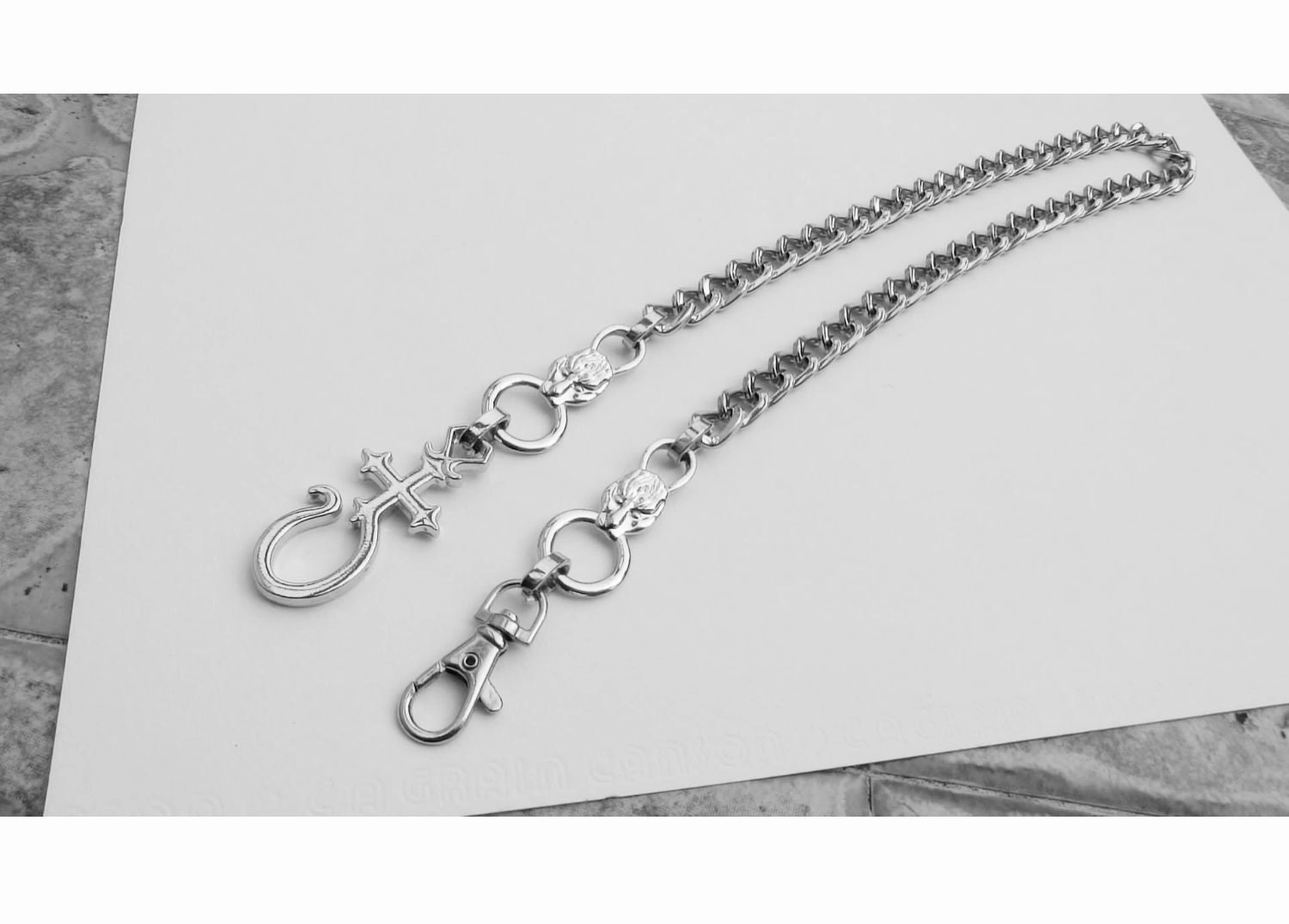 Silver Long Wallet Chain Mens Cross Pants Chain Cool Biker Wallet Chain For Men