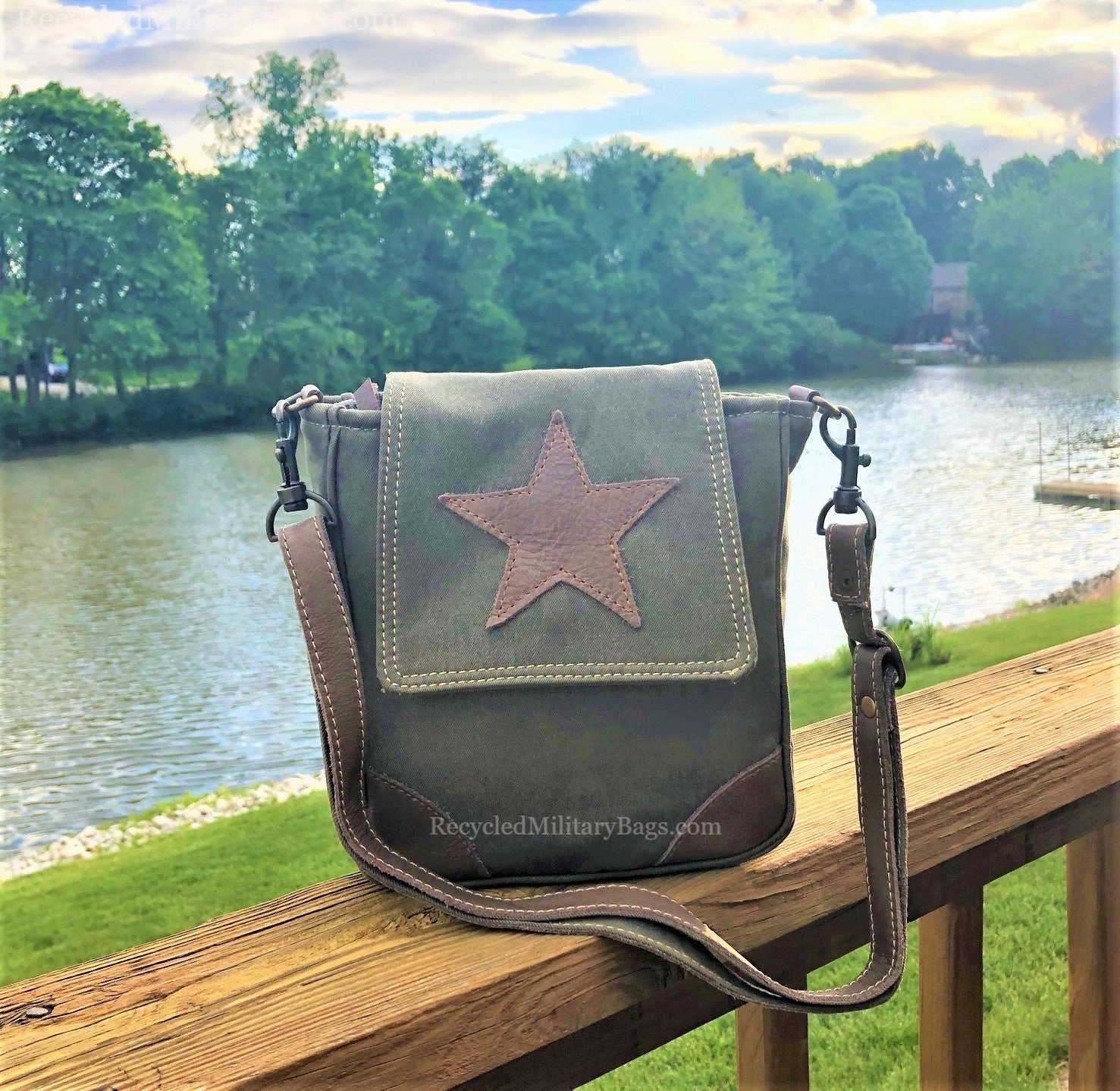 Small Crossbody Bag with Leather Star Purse   ~  Great Gift for Army Mom Wife or Veteran
