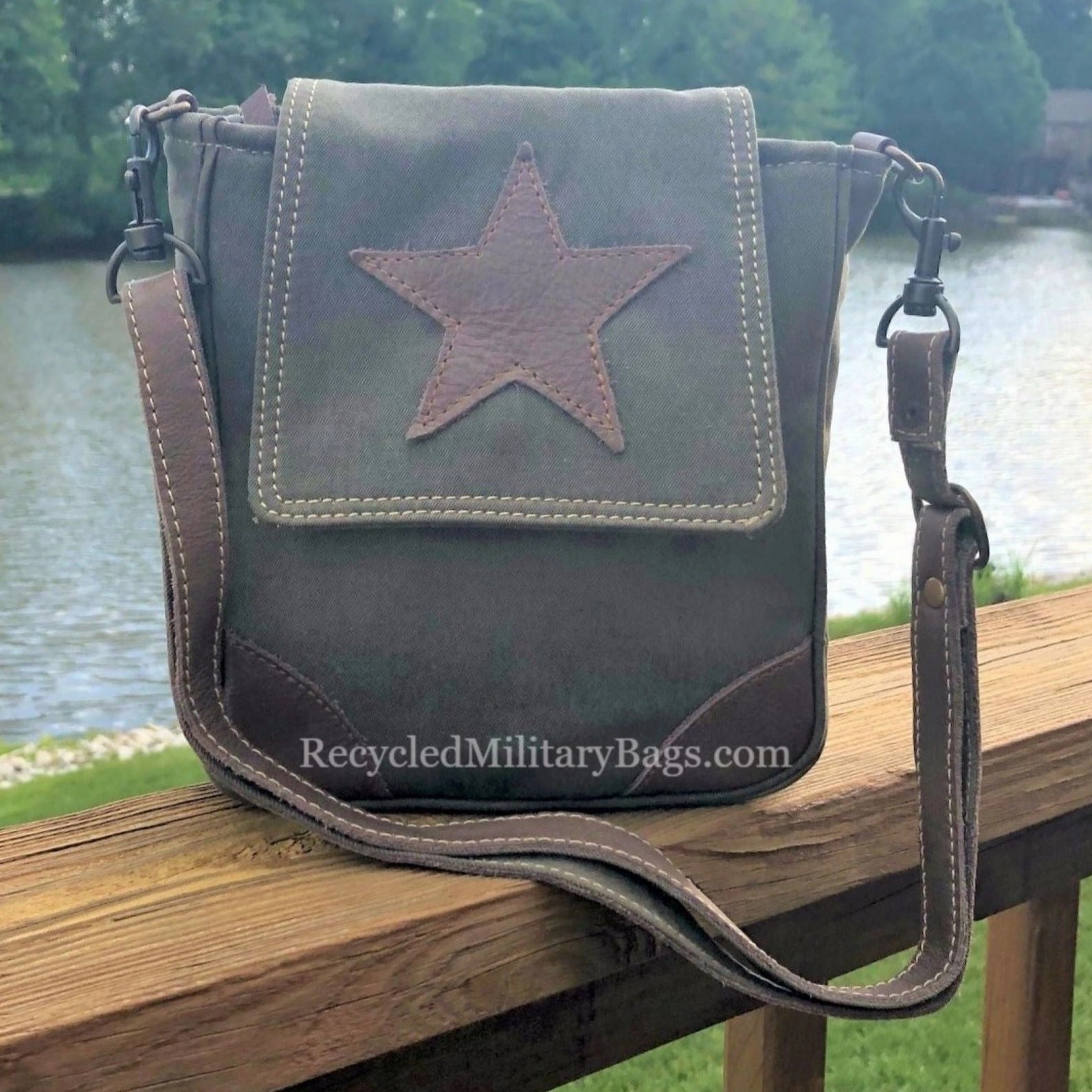Small Crossbody Bag with Leather Star Purse   ~  Great Gift for Army Mom Wife or Veteran