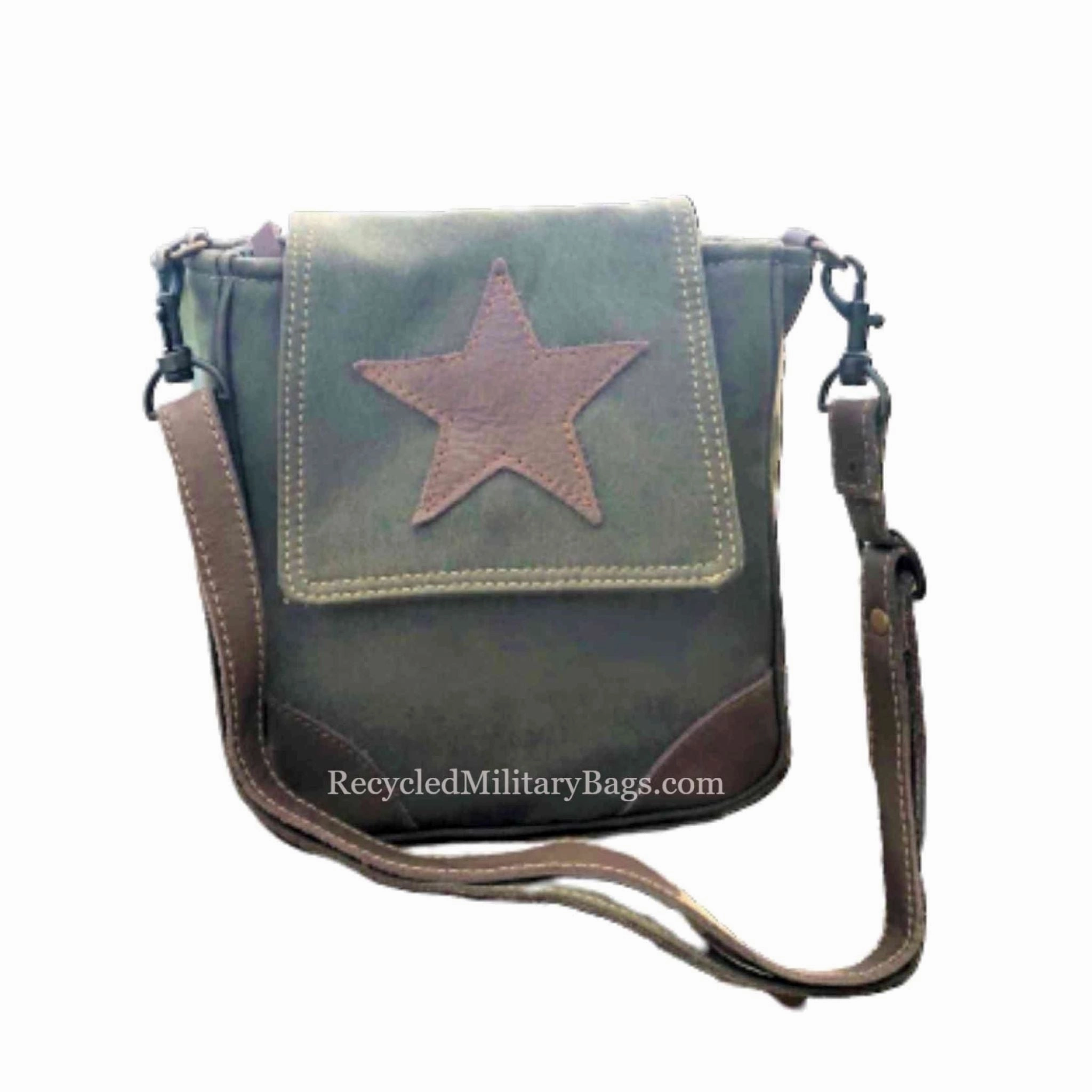 Small Crossbody Bag with Leather Star Purse   ~  Great Gift for Army Mom Wife or Veteran