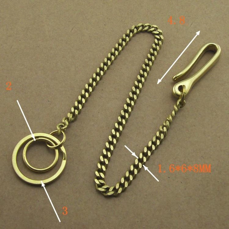 Solid Brass 15inch Wallet Chain Cool Punk Rock Biker Trucker Wallet Chain Trucker Wallet Chain for Men