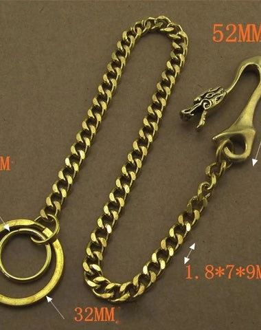 Solid Brass 15inch Wallet Chain Cool Punk Rock Biker Trucker Wallet Chain Trucker Wallet Chain for Men