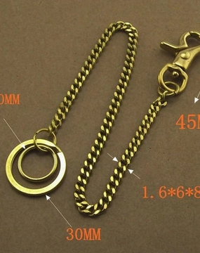 Solid Brass 15inch Wallet Chain Cool Punk Rock Biker Trucker Wallet Chain Trucker Wallet Chain for Men