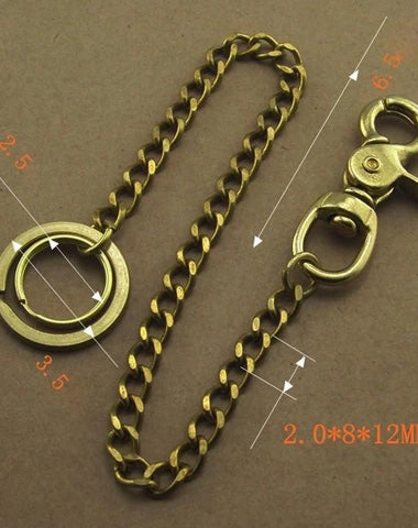 Solid Brass 15inch Wallet Chain Cool Punk Rock Biker Trucker Wallet Chain Trucker Wallet Chain for Men