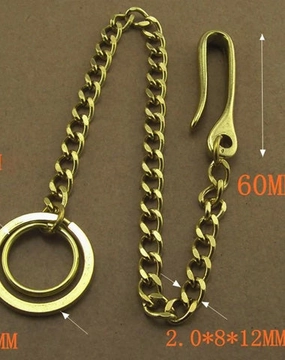 Solid Brass 15inch Wallet Chain Cool Punk Rock Biker Trucker Wallet Chain Trucker Wallet Chain for Men