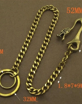 Solid Brass 15inch Wallet Chain Cool Punk Rock Biker Trucker Wallet Chain Trucker Wallet Chain for Men