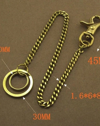 Solid Brass 15inch Wallet Chain Cool Punk Rock Biker Trucker Wallet Chain Trucker Wallet Chain for Men