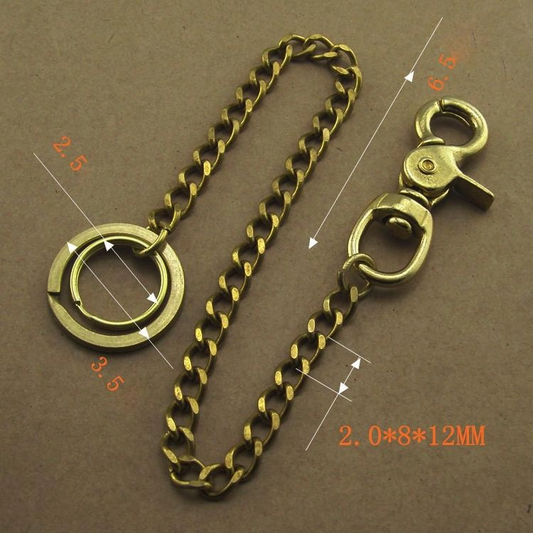Solid Brass 15inch Wallet Chain Cool Punk Rock Biker Trucker Wallet Chain Trucker Wallet Chain for Men