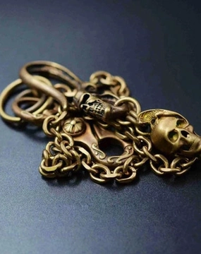 Solid Brass Cool Punk Rock Skull Wallet Chain Biker Trucker Wallet Chain Trucker Wallet Chain for Men