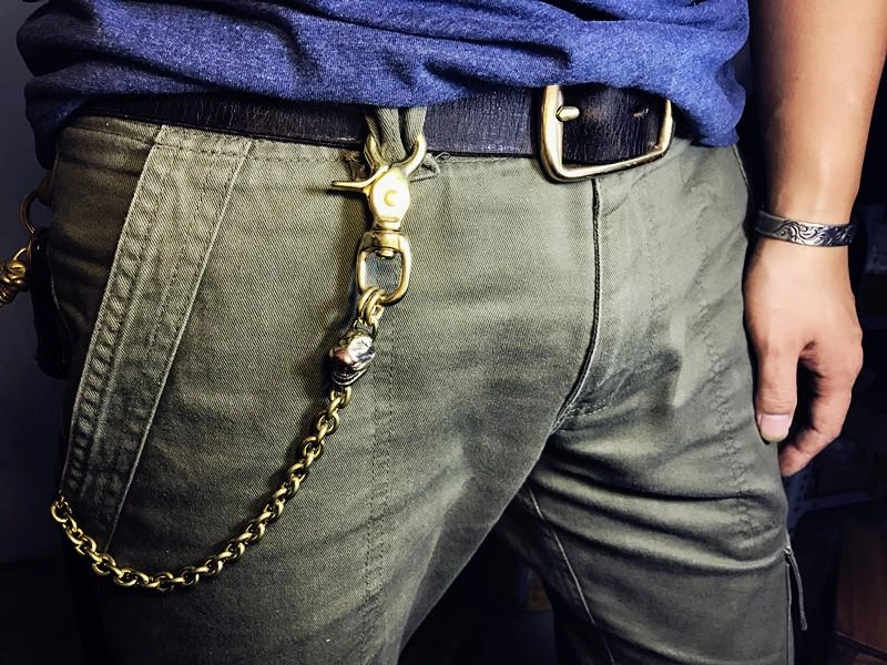 Solid Brass Cool Punk Rock Skull Wallet Chain Biker Trucker Wallet Chain Trucker Wallet Chain for Men