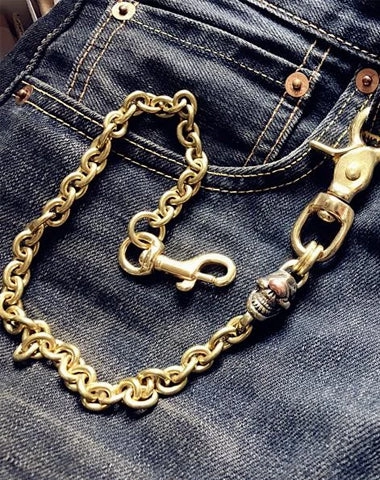 Solid Brass Cool Punk Rock Skull Wallet Chain Biker Trucker Wallet Chain Trucker Wallet Chain for Men
