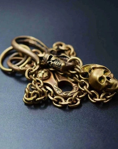 Solid Brass Cool Punk Rock Skull Wallet Chain Biker Trucker Wallet Chain Trucker Wallet Chain for Men
