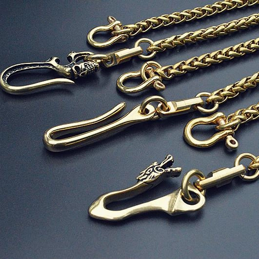 Solid Brass Cool Punk Rock Skull Wallet Chains Biker Trucker Wallet Chain Trucker Wallet Chain for Men