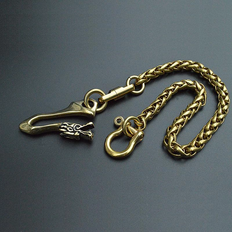 Solid Brass Cool Punk Rock Skull Wallet Chains Biker Trucker Wallet Chain Trucker Wallet Chain for Men