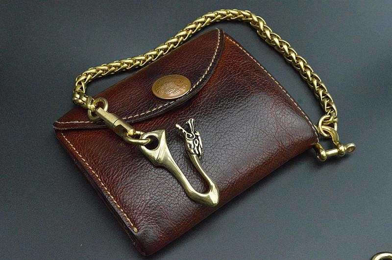Solid Brass Cool Punk Rock Skull Wallet Chains Biker Trucker Wallet Chain Trucker Wallet Chain for Men