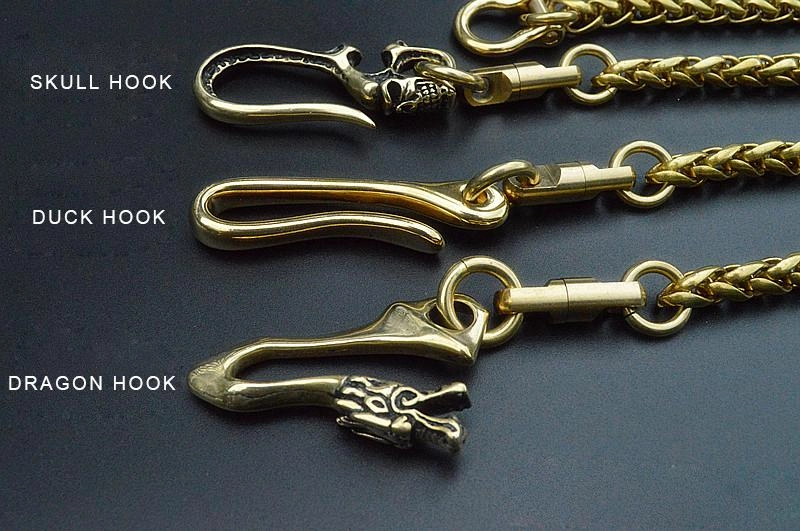 Solid Brass Cool Punk Rock Skull Wallet Chains Biker Trucker Wallet Chain Trucker Wallet Chain for Men
