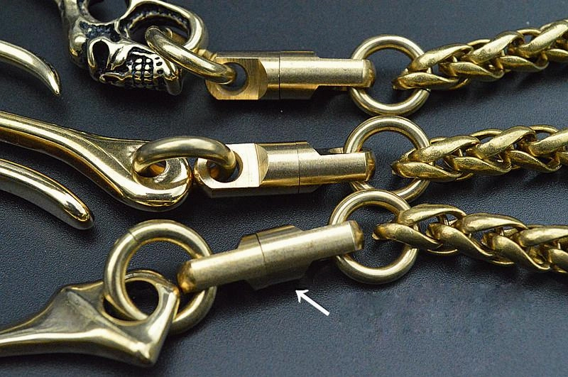 Solid Brass Cool Punk Rock Skull Wallet Chains Biker Trucker Wallet Chain Trucker Wallet Chain for Men