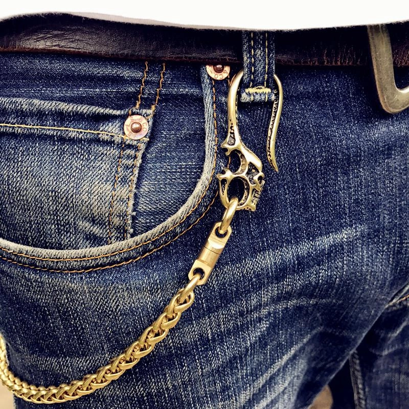 Solid Brass Cool Punk Rock Skull Wallet Chains Biker Trucker Wallet Chain Trucker Wallet Chain for Men