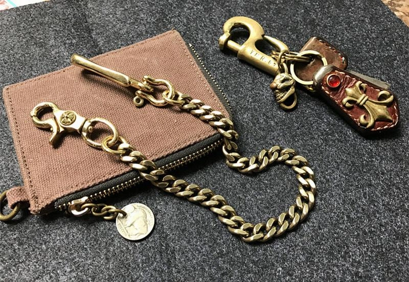 Solid Brass Cool Punk Rock Wallet Chain Biker Trucker Wallet Chains Trucker Wallet Chain for Men