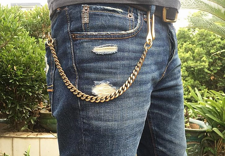 Solid Brass Cool Punk Rock Wallet Chains Biker Trucker Wallet Chain Trucker Wallet Chain for Men