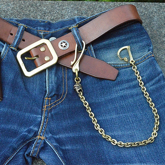Solid Brass Cool Rock Skull Wallet Chains Biker Wallet Chain Trucker Wallet Chain for Men