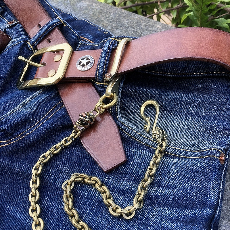 Solid Brass Cool Rock Skull Wallet Chains Biker Wallet Chain Trucker Wallet Chain for Men