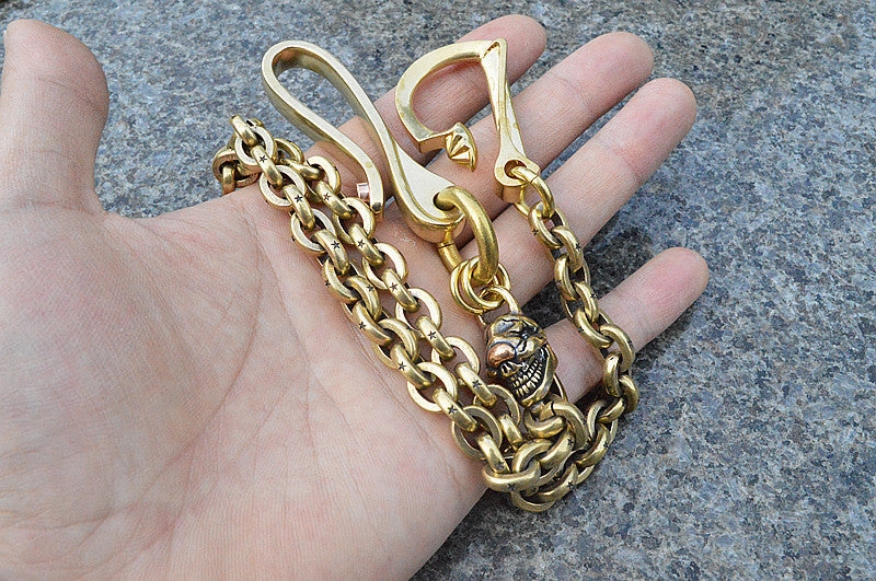 Solid Brass Cool Rock Skull Wallet Chains Biker Wallet Chain Trucker Wallet Chain for Men