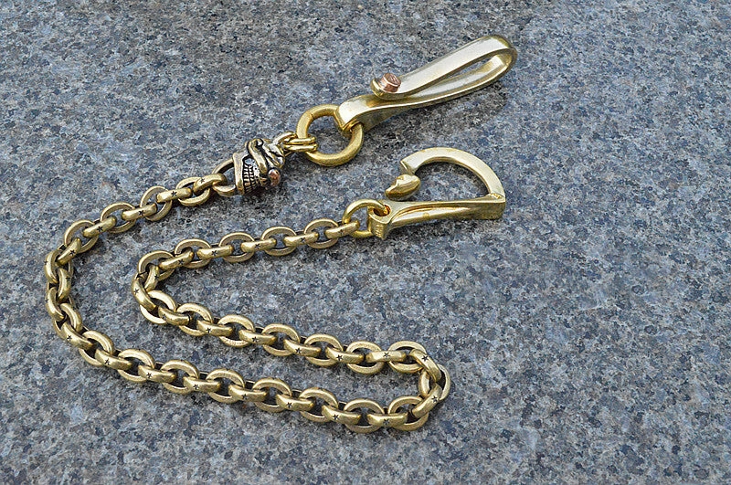Solid Brass Cool Rock Skull Wallet Chains Biker Wallet Chain Trucker Wallet Chain for Men