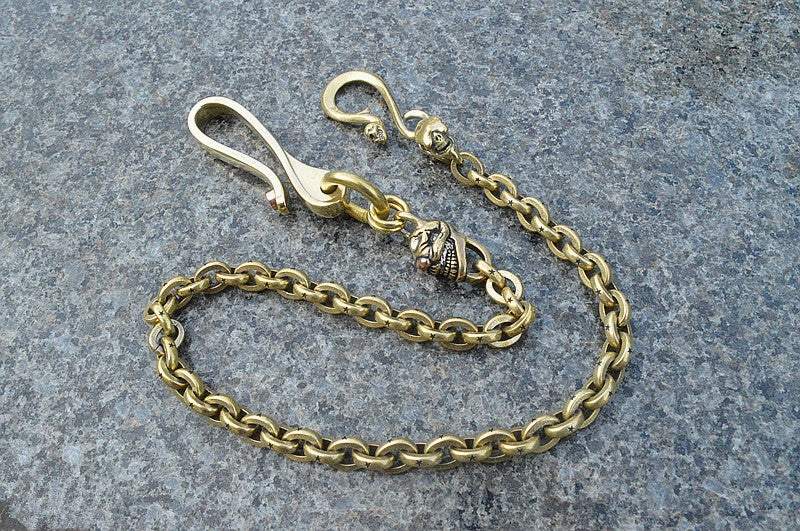 Solid Brass Cool Rock Skull Wallet Chains Biker Wallet Chain Trucker Wallet Chain for Men