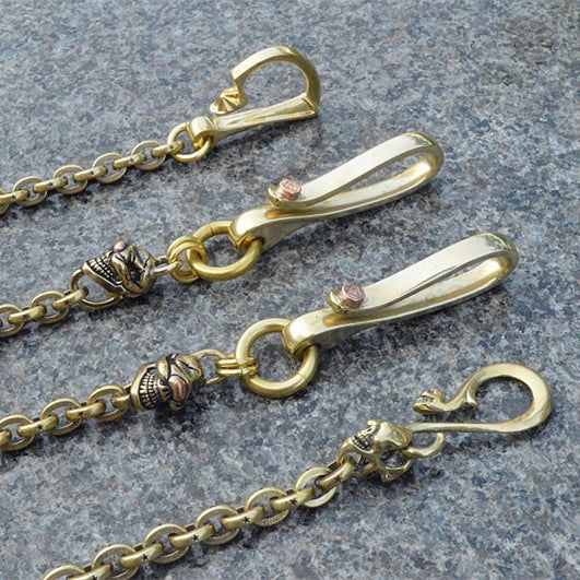 Solid Brass Cool Rock Skull Wallet Chains Biker Wallet Chain Trucker Wallet Chain for Men