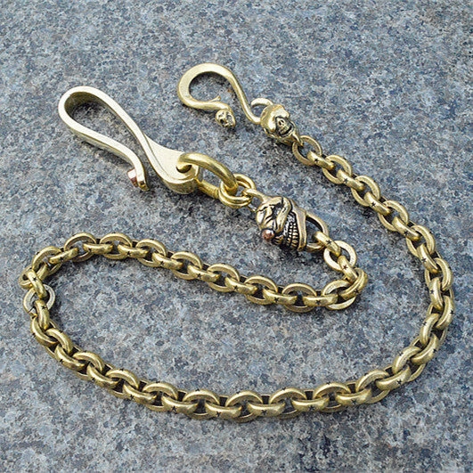 Solid Brass Cool Rock Skull Wallet Chains Biker Wallet Chain Trucker Wallet Chain for Men
