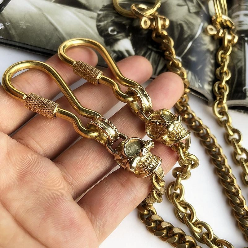 Solid Brass Cool Skull Wallet Chain Biker Trucker Wallet Chain Trucker Wallet Chain for Men