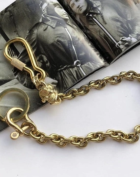 Solid Brass Cool Skull Wallet Chain Biker Trucker Wallet Chain Trucker Wallet Chain for Men