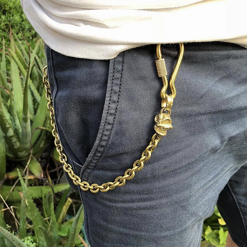 Solid Brass Cool Skull Wallet Chain Biker Trucker Wallet Chain Trucker Wallet Chain for Men
