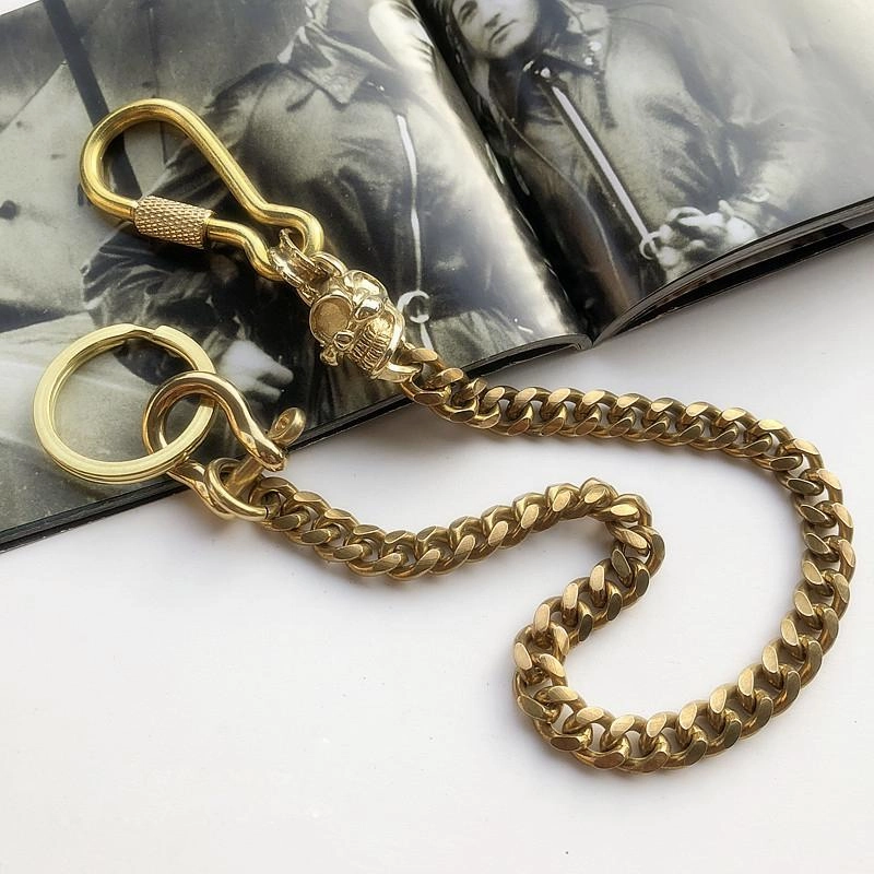 Solid Brass Cool Skull Wallet Chain Biker Trucker Wallet Chain Trucker Wallet Chain for Men