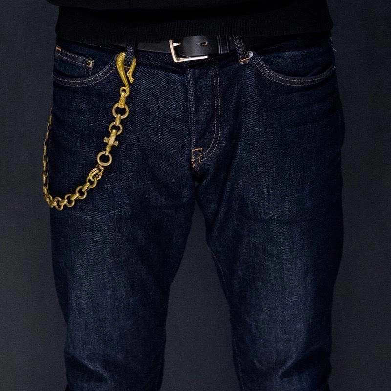 Solid Men's Handmade Pure Brass Python Buckle Key Chain Pants Chains Biker Wallet Chain For Men