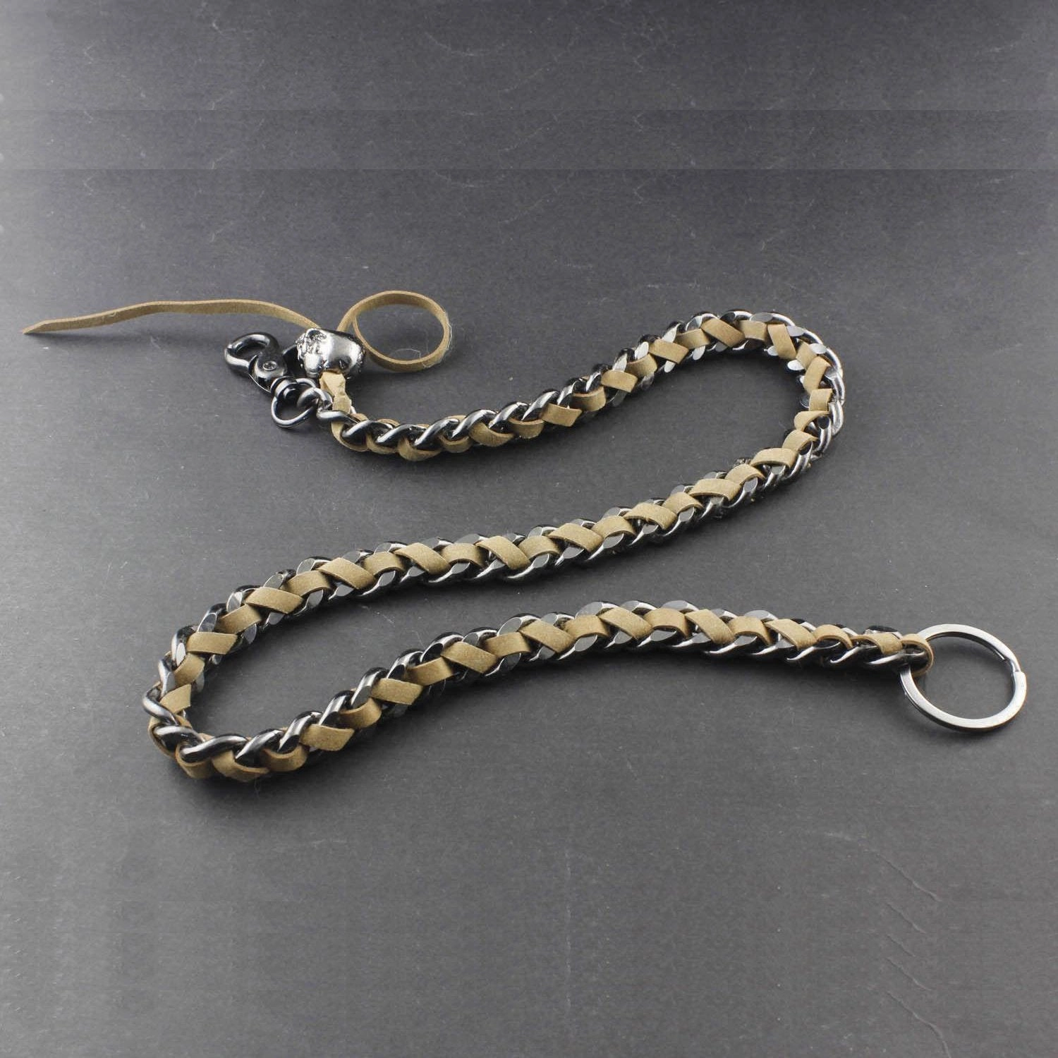Solid Metal Leather Braided Long Wallet Chain Cool Punk Rock Biker Trucker Wallet Chain Trucker Wallet Chain for Men