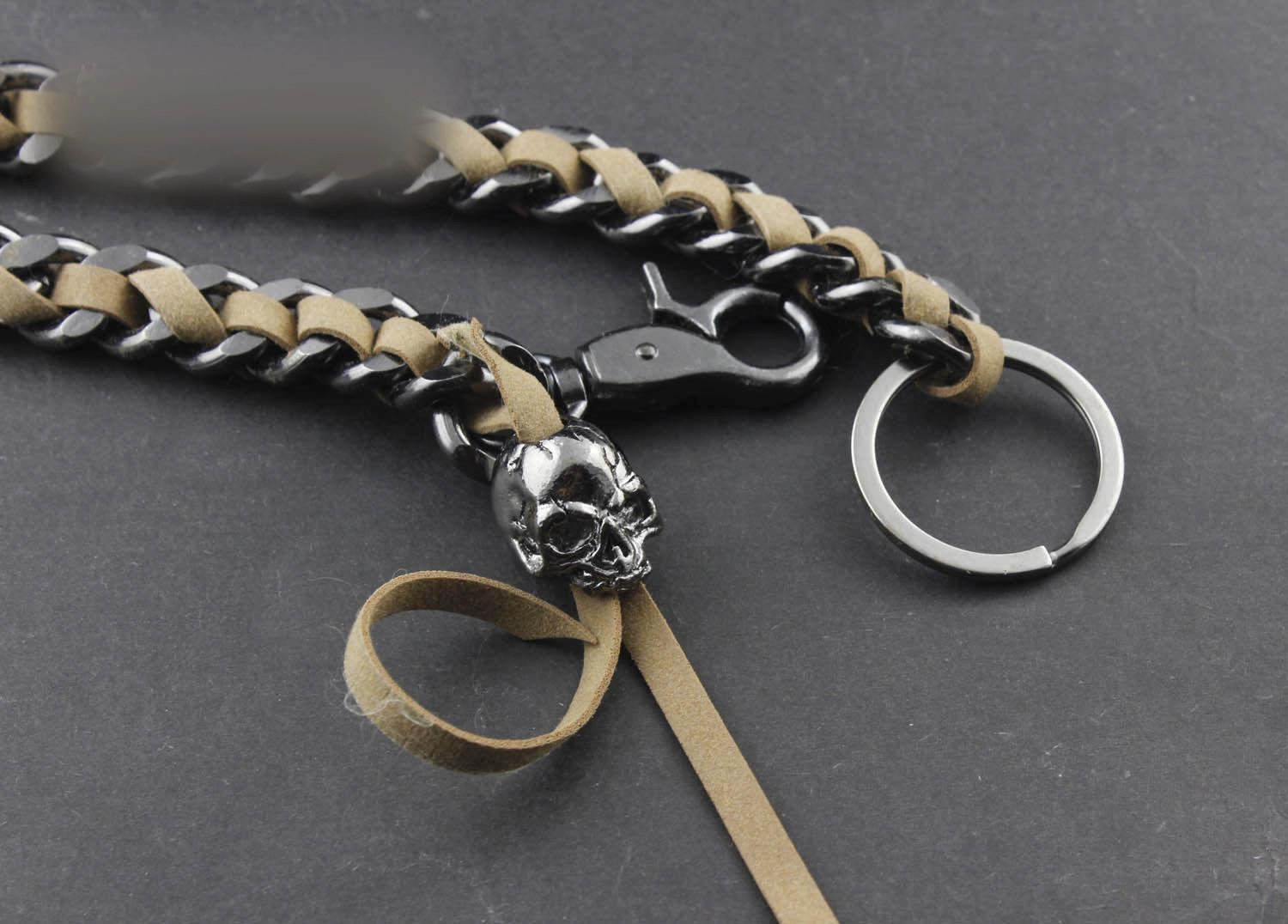 Solid Metal Leather Braided Long Wallet Chain Cool Punk Rock Biker Trucker Wallet Chain Trucker Wallet Chain for Men
